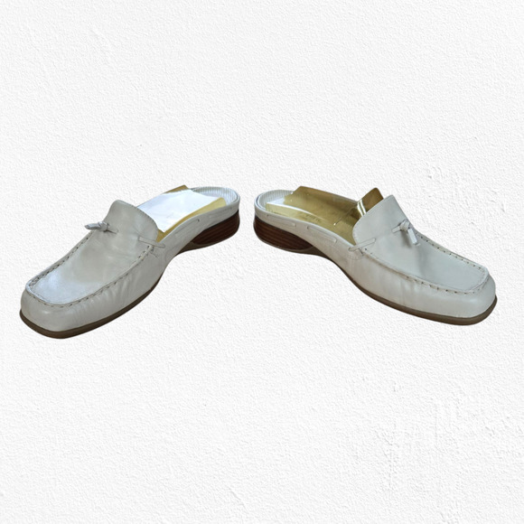 Y2K Easy Spirit Natural Beige Slip On Square Toe Classic Mule Loafer Size 9.5 - Picture 3 of 10